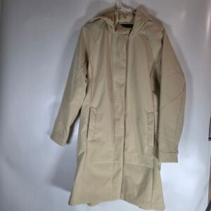 Mondetta Outdoor Project Ladies Long Softshell Jacket Hooded Trench Tan Large
